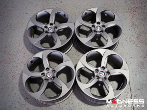 Alfa Romeo Giulia Wheels - Set of 4 - Genuine Alfa - 18" - 5 Spoke - Charcoal Finish
